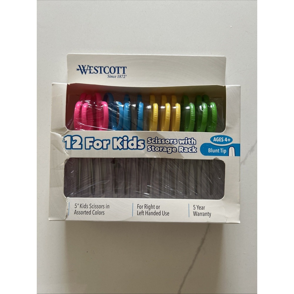 Westcott 5in Kids Scissors 12 Pack Blunt Tip Left Right Handed Assorted Colors